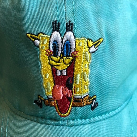 New SpongeBob SquarePants Baseball Hat Cap Green Tie Dye One Size Embroidered - Picture 8 of 9